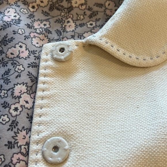 EUC BODEN jacket in linen/cotton blend. Creamy white, pick-stitched in grey - Picture 3 of 12